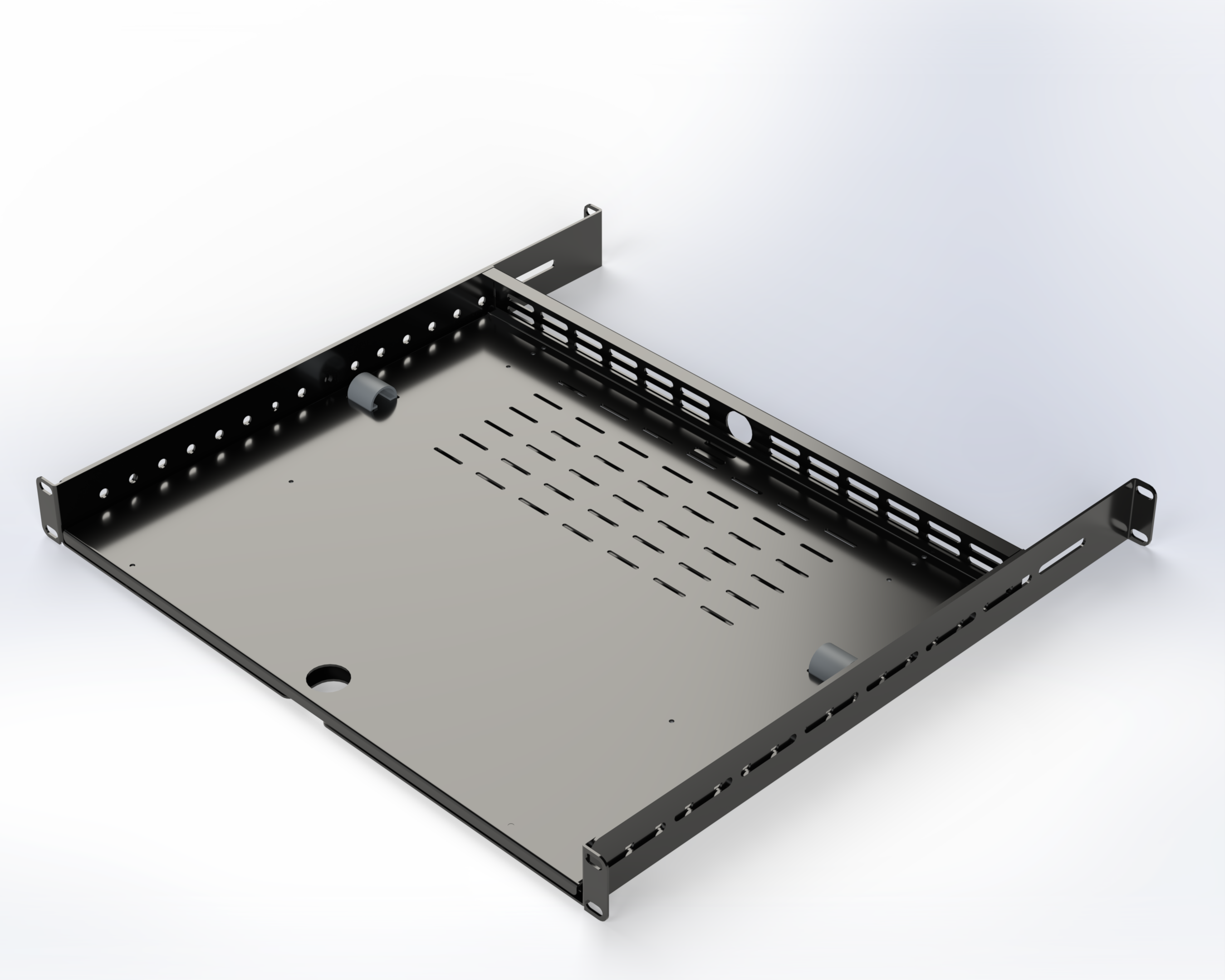 FRONT/REAR MOUNT KEYBOARD SHELF 19"W X 14"D 1RU BLACK