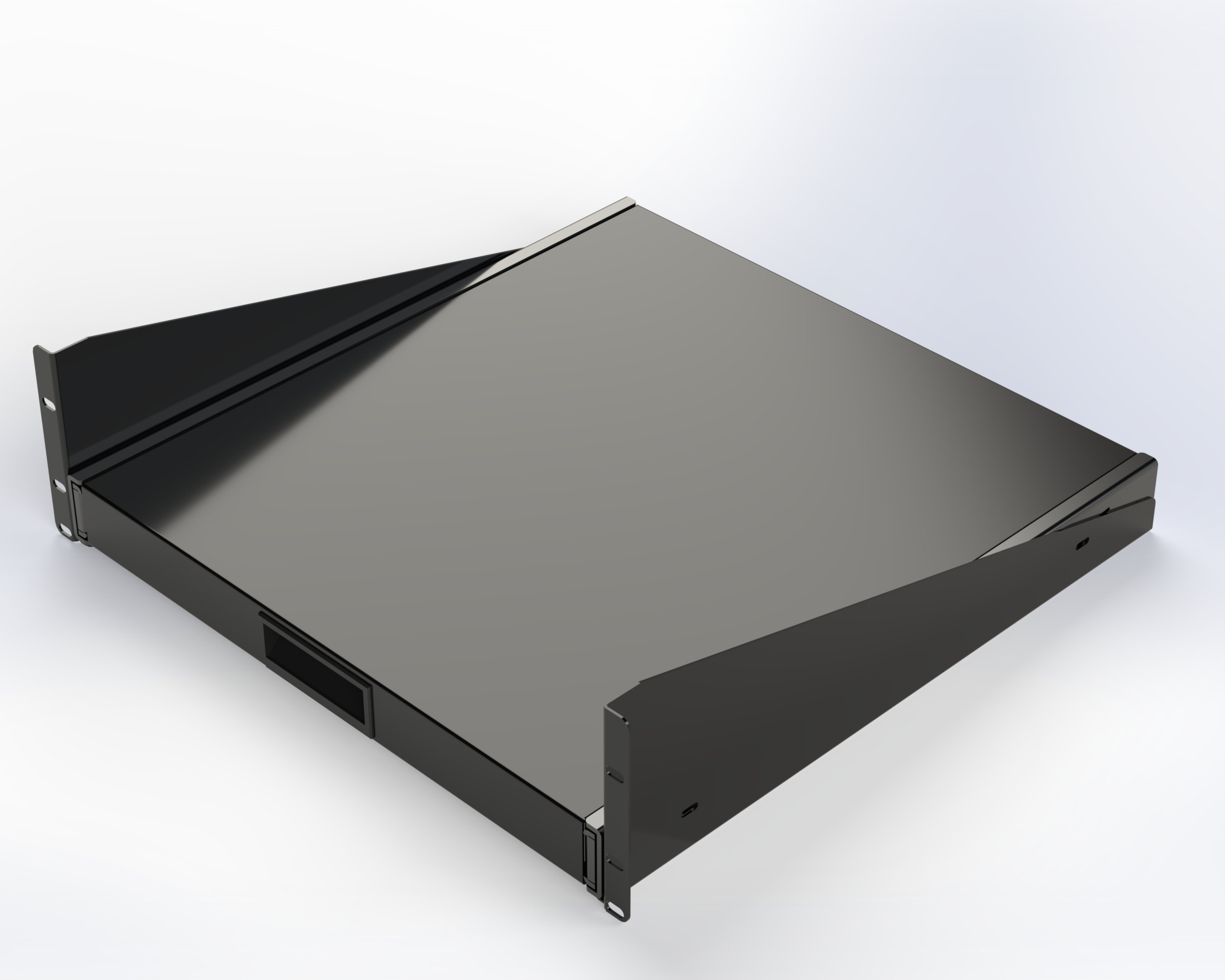 SLIDING FRONT MOUNT SHELF 19IN W X 18IN D 3RU BLACK