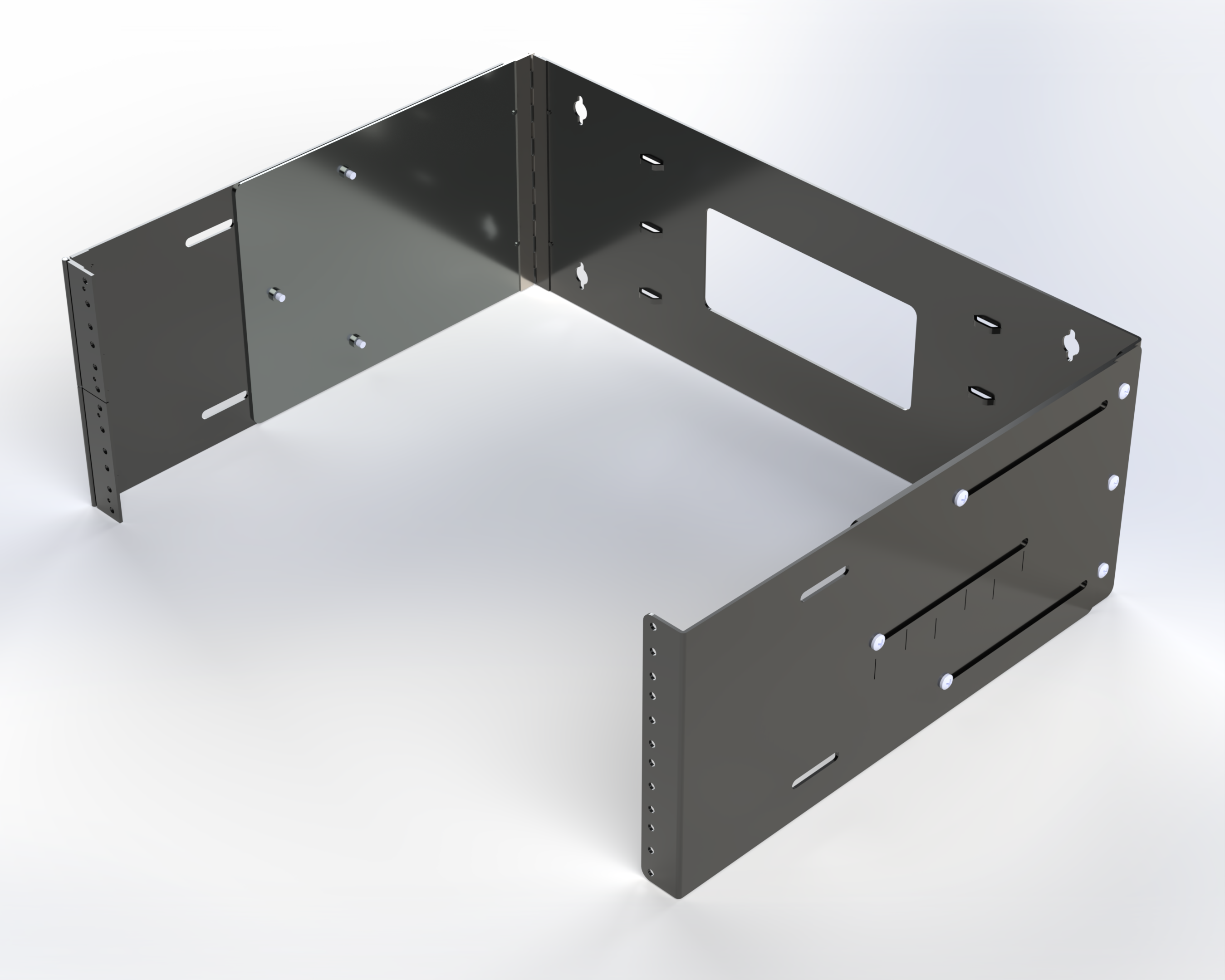 ADJUSTABLE WALL MOUNT BRACKET 20IN W X 15-20IN D 4RU BLAC