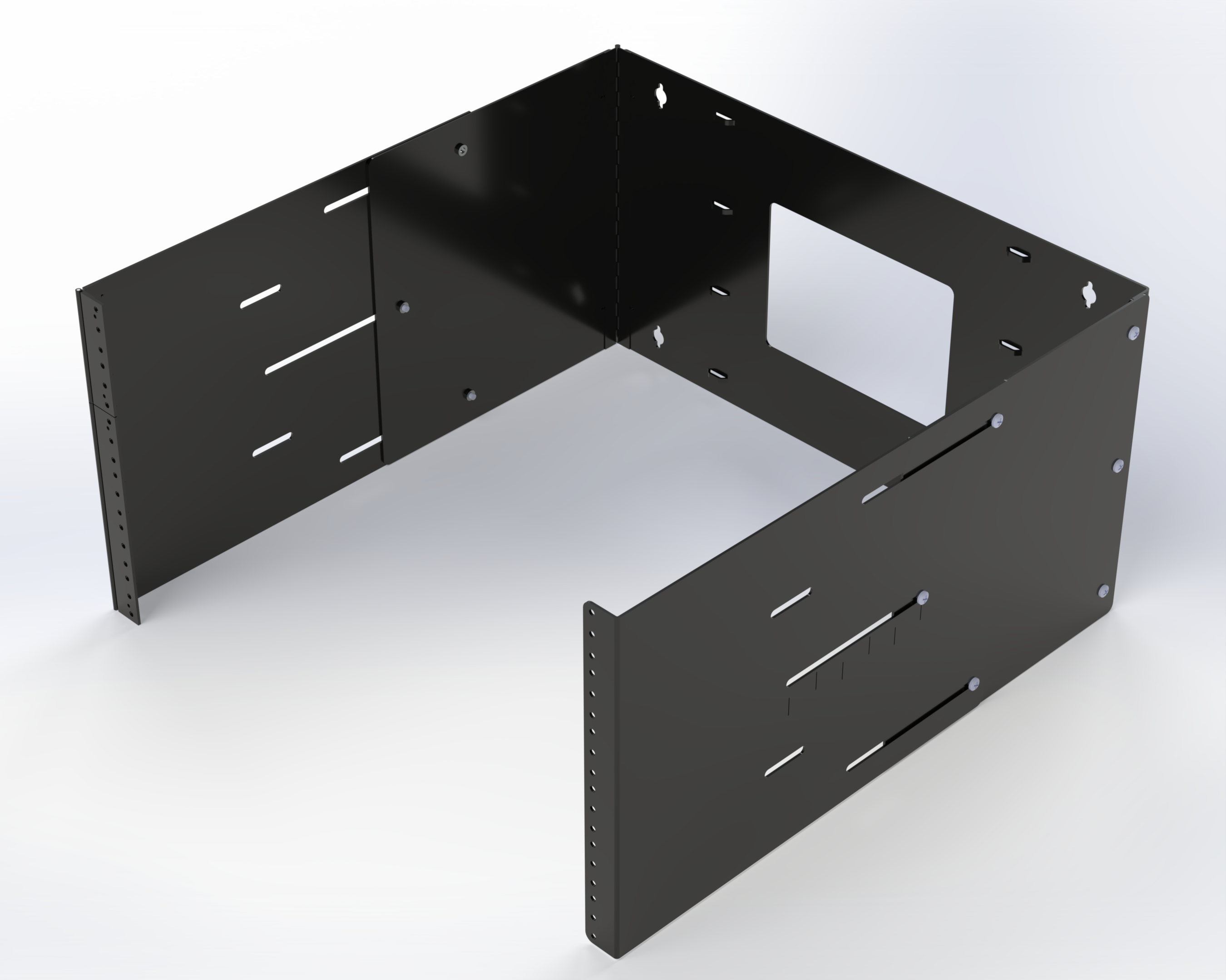 ADJUSTABLE WALL MOUNT BRACKET 20IN W X 15-20IN D 6RU BLAC