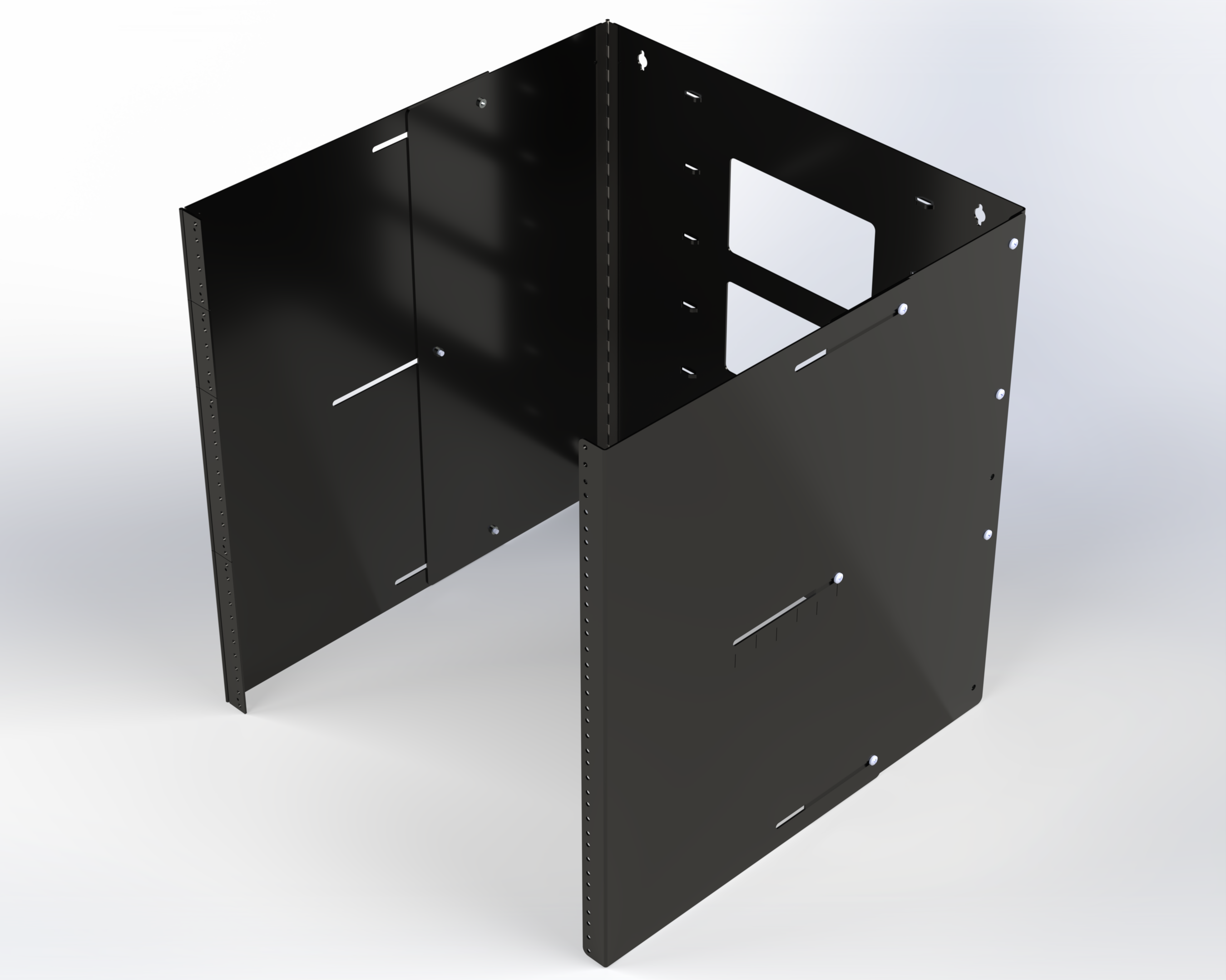 ADJUSTABLE WALL MOUNT BRACKET 20IN W X 15-20IN D 12RU BLA