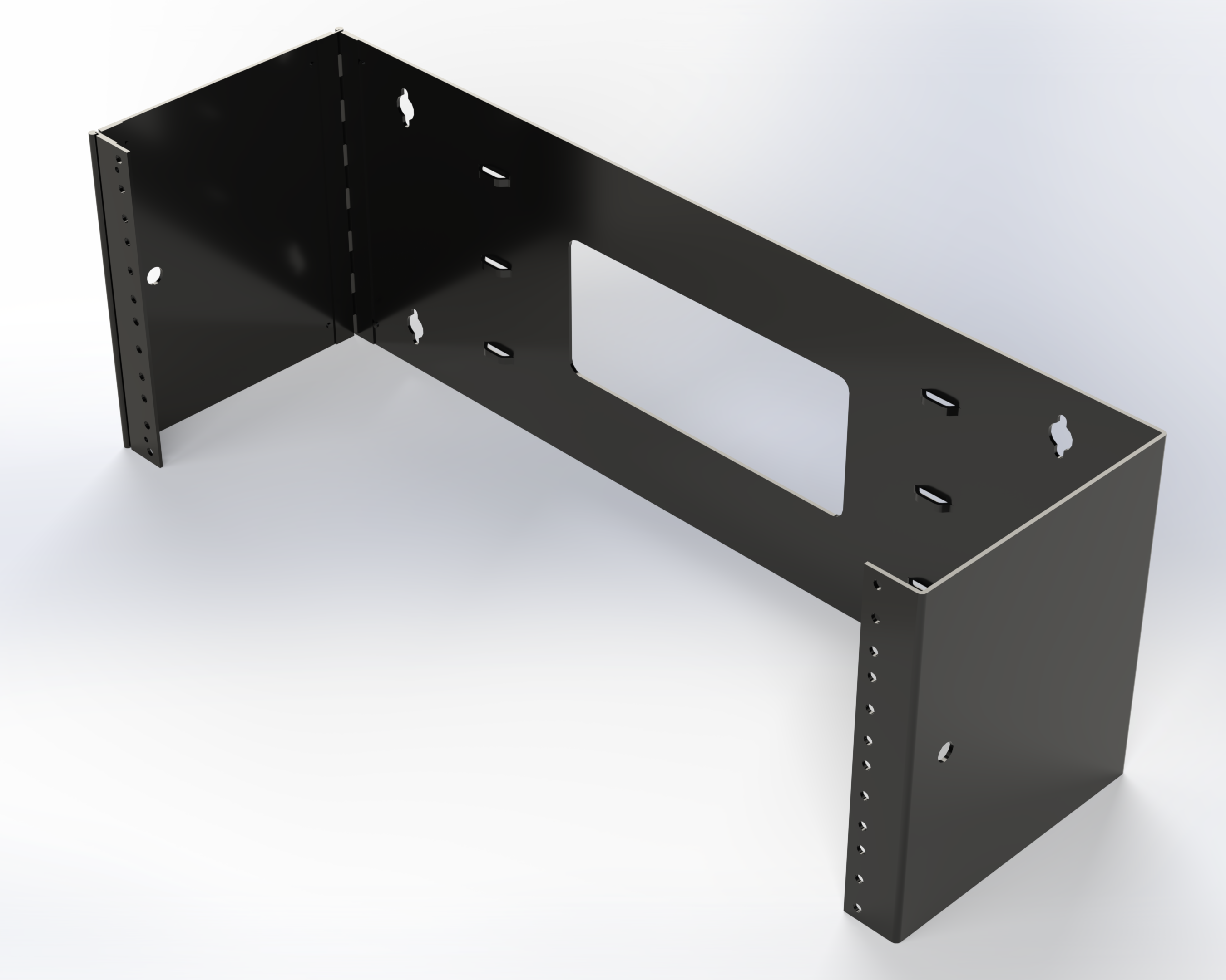 20"W X 6"D 4RU WALL MNT BKT 2 HINGE BLACK