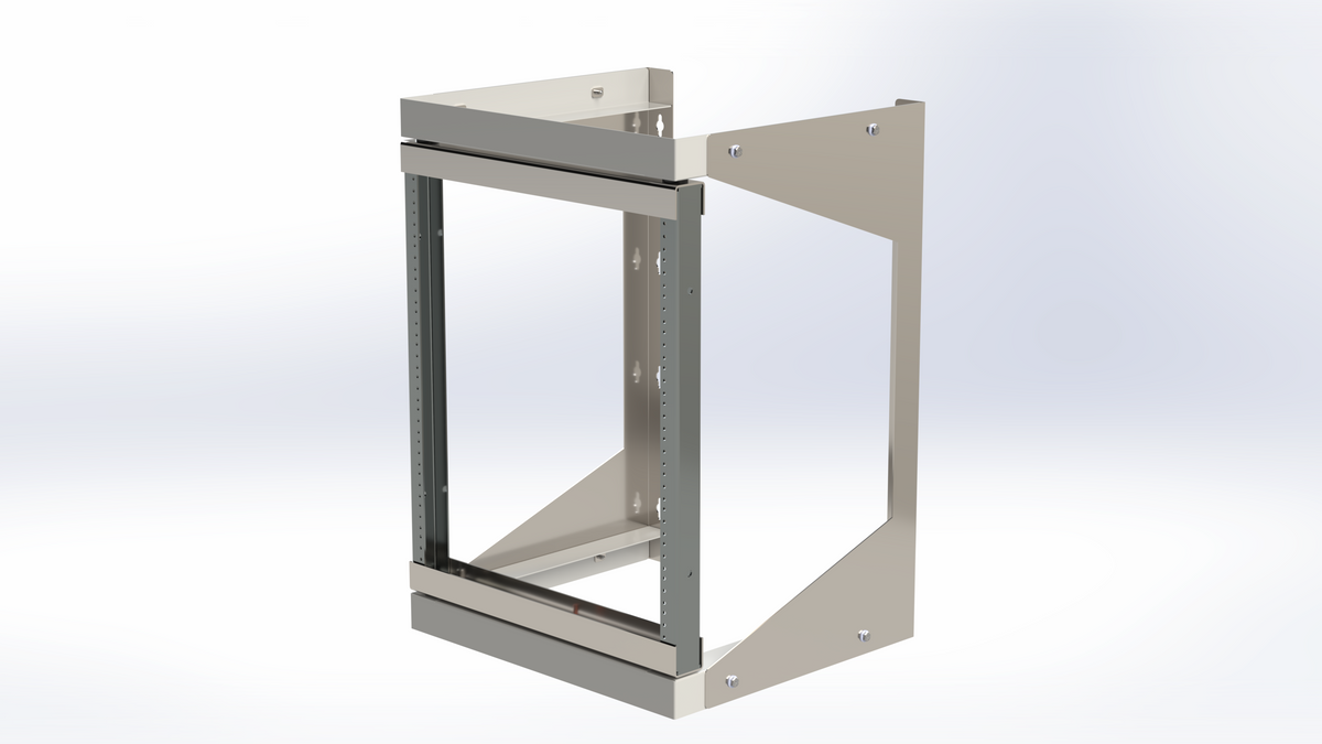 LIGHT DUTY SWING-OUT RACK 20IN W X 18IN D 12RU BLACK