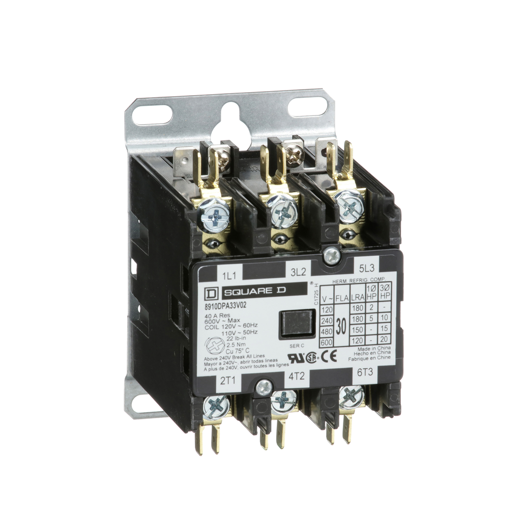 CONTACTOR 3P 30A 600VAC 3NO CONTACT 120VAC COIL OPEN | Guillevin