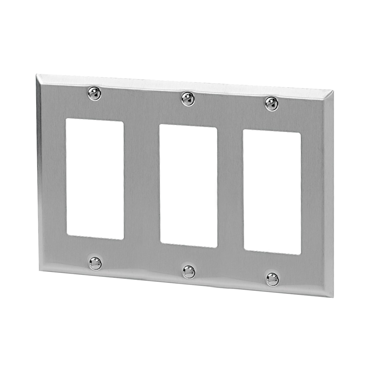 WALLPLATE METAL STAINLESS STEEL 3G FOR 3-DECORA/GFCI DEV | Guillevin